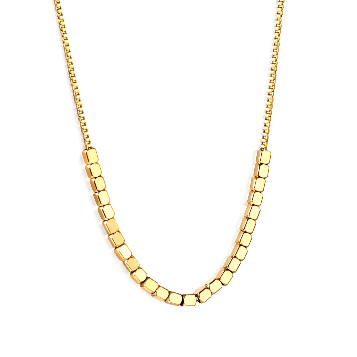 Wholesale Stainless Steel Gold Tone Geometric Link Necklace Modern Minimalist