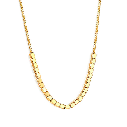 Wholesale Stainless Steel Gold Tone Geometric Link Necklace Modern Minimalist
