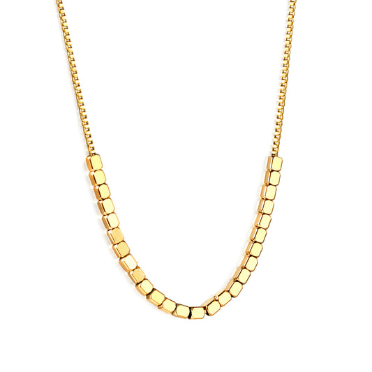 Wholesale Stainless Steel Gold Tone Geometric Link Necklace Modern Minimalist