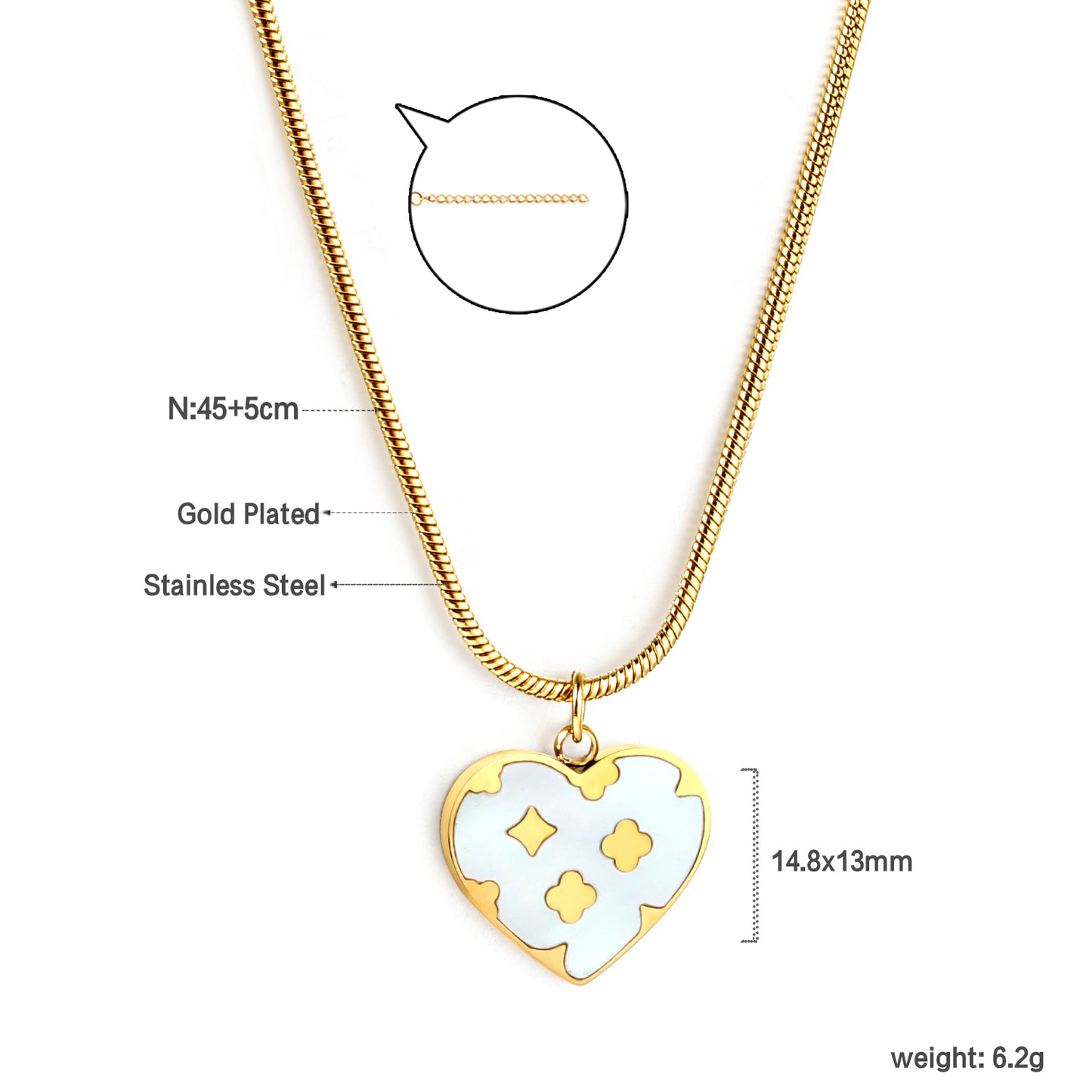 Wholesale Stainless Steel White - pattern Necklace Chic Style