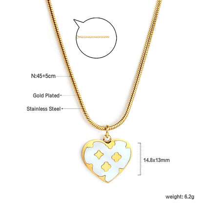 Wholesale Stainless Steel White - pattern Necklace Chic Style