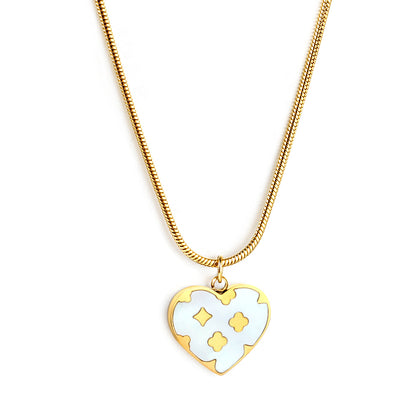 Wholesale Stainless Steel White - pattern Necklace Chic Style