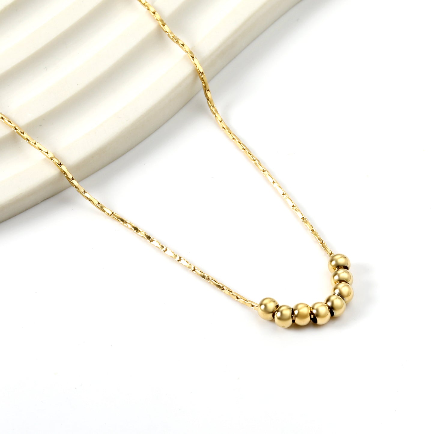 Bulk Stainless Steel Gold Bead Chain Necklace Classic Style
