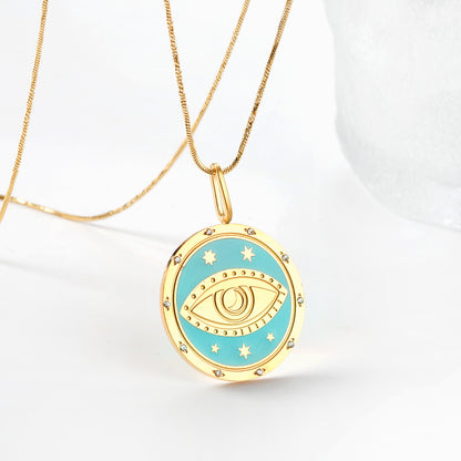 Bulk Blue Eye patterned Necklace Mysterious Fashion Style