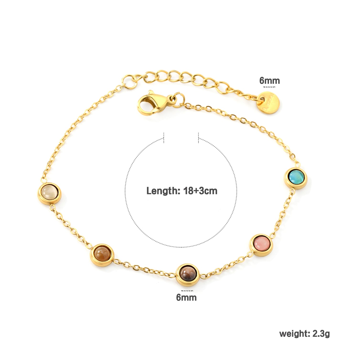 Wholesale 18K Gold Plated Multi-Color Bead Bracelet Set Pearl Pink Brown Rainbow Adjustable Stacking Jewelry