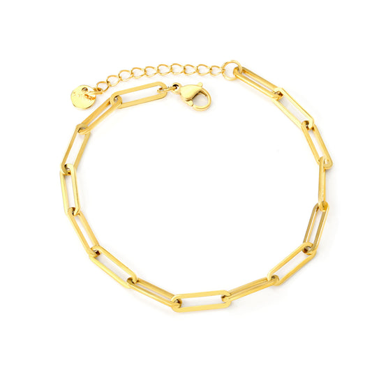 Wholesale 18K Gold Plated Paperclip Link Bracelet Angular Geometry Industrial Minimalist Modern Art