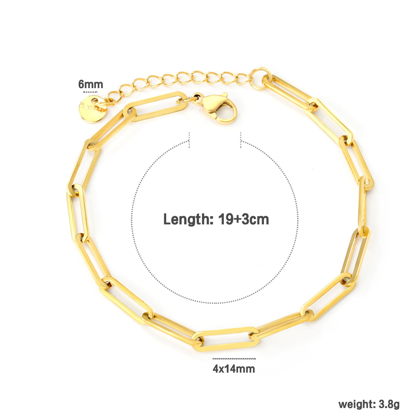 Wholesale 18K Gold Plated Paperclip Link Bracelet Angular Geometry Industrial Minimalist Modern Art