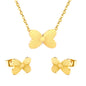 Wholesale 18K Gold Plated Butterfly Jewelry Set Anatomical Wing Detail Necklace Earrings Minimalist Nature