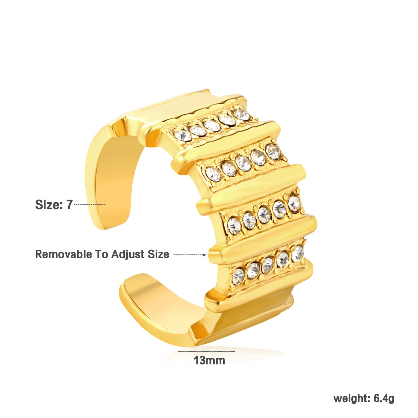 Wholesale 18K Gold Plated Multi-Layer Ring Diamond & Emerald Accent Open Band Festive Luxury Art