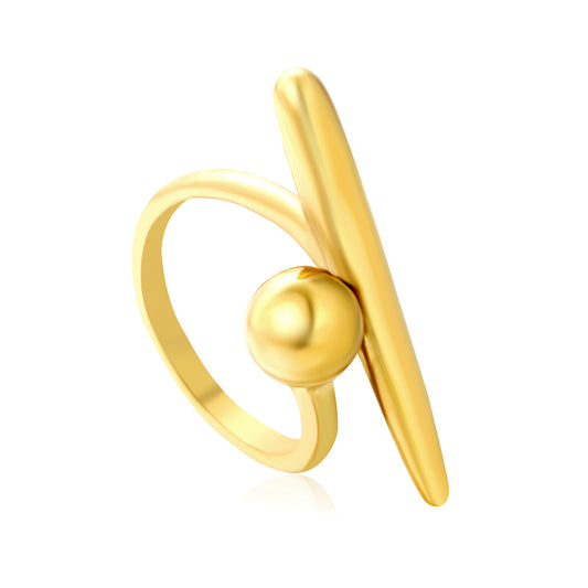Wholesale 18K Gold Plated Linear Sphere Ring Geometric Architecture Open Band Futuristic Minimalist