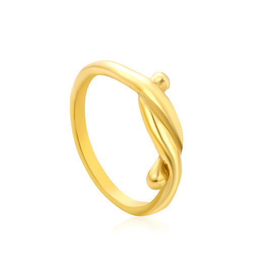 Wholesale 18K Gold Plated Fluid Knot Ring Organic Twist Minimalist Pearl Accent Modern Jewelry