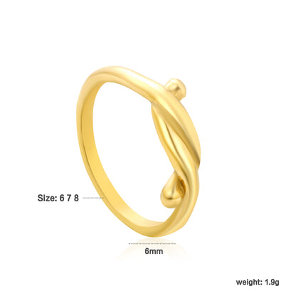 Wholesale 18K Gold Plated Fluid Knot Ring Organic Twist Minimalist Pearl Accent Modern Jewelry