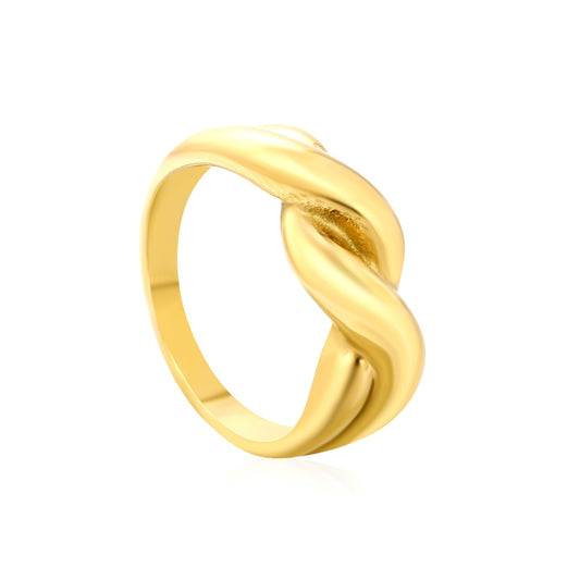 Wholesale 18K Gold Plated Woven Knot Ring Textured Weave Artisan Detail Light Luxury
