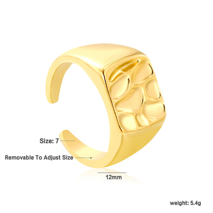 Wholesale 18K Gold Plated Diamond Quilt Ring Precision Texture Open Band Industrial Luxury