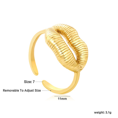 Wholesale 18K Gold Plated Lip Motif Ring Anatomical Detail Open Band Playful Celebration Art