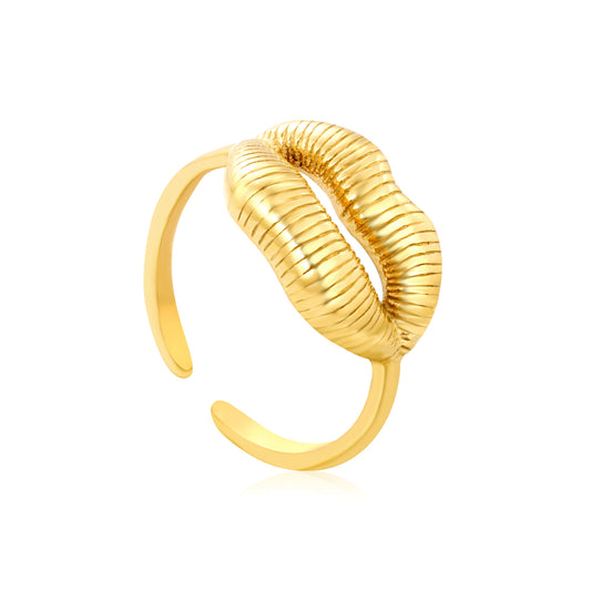 Wholesale 18K Gold Plated Lip Motif Ring Anatomical Detail Open Band Playful Celebration Art