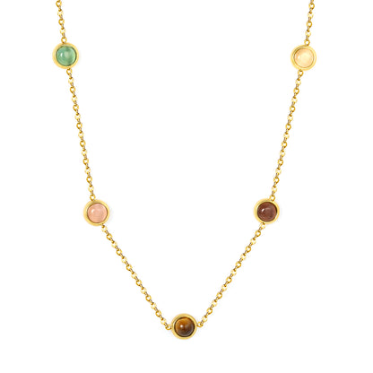 Wholesale 18K Gold Plated Multi-Gemstone Necklace Colorful Bead Accents Festival Luxury