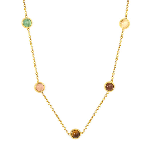 Wholesale 18K Gold Plated Multi-Gemstone Necklace Colorful Bead Accents Festival Luxury