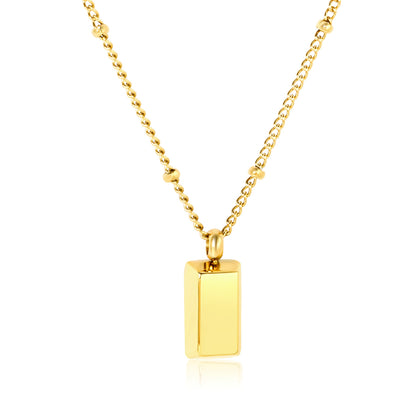 Wholesale 18K Gold Plated Square Bar Pendant Necklace Minimalist Geometry Light Luxury