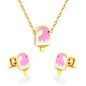 Stainless Steel Gold Ice Cream Set & Cross Chain + Round Plaque Jewelry Supplier