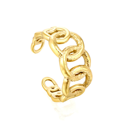 Wholesale Snake-shaped Coiled Open 18K Gold Stainless Steel Ring