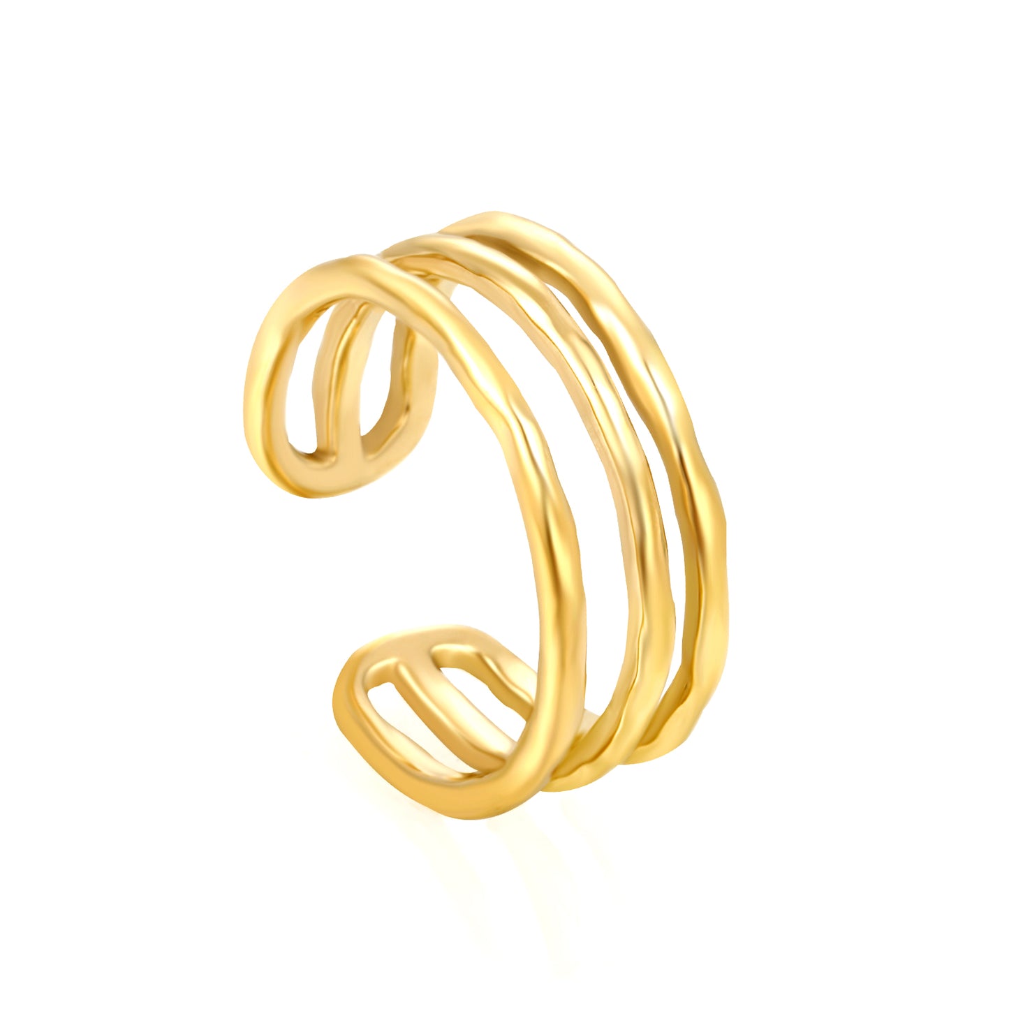 Wholesale Multi-Ring Stacked Open 18K Gold Stainless Steel Ring