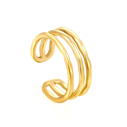 Wholesale Multi-Ring Stacked Open 18K Gold Stainless Steel Ring