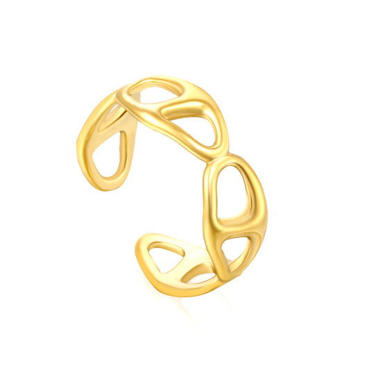 Wholesale Hollowed-Out Geometric Open 18K Gold Stainless Steel Ring