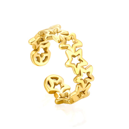 Wholesale Star Symbol Openwork 18K Gold Stainless Steel Ring