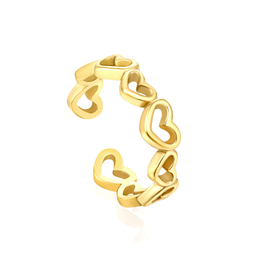 Wholesale Heart Chain Openwork 18K Gold Stainless Steel Ring