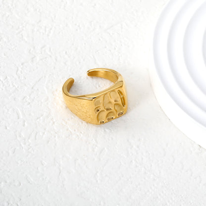 Wholesale 18K Gold Plated Diamond Quilt Ring Precision Texture Open Band Industrial Luxury