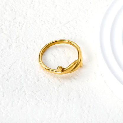 Wholesale 18K Gold Plated Fluid Knot Ring Organic Twist Minimalist Pearl Accent Modern Jewelry