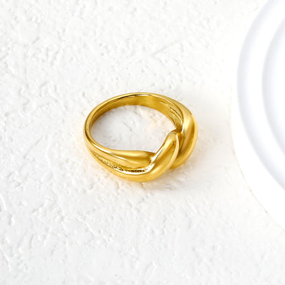 Wholesale 18K Gold Plated Woven Knot Ring Textured Weave Artisan Detail Light Luxury