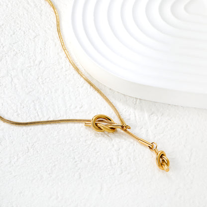 Wholesale 18K Gold Plated Knot Pendant Necklace Textured Detail Industrial Vintage Minimalist