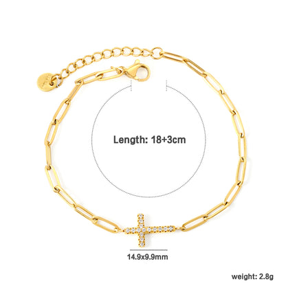 Stainless steel gold CNC zirconia embedded in a cross bracelet jewelry supplier