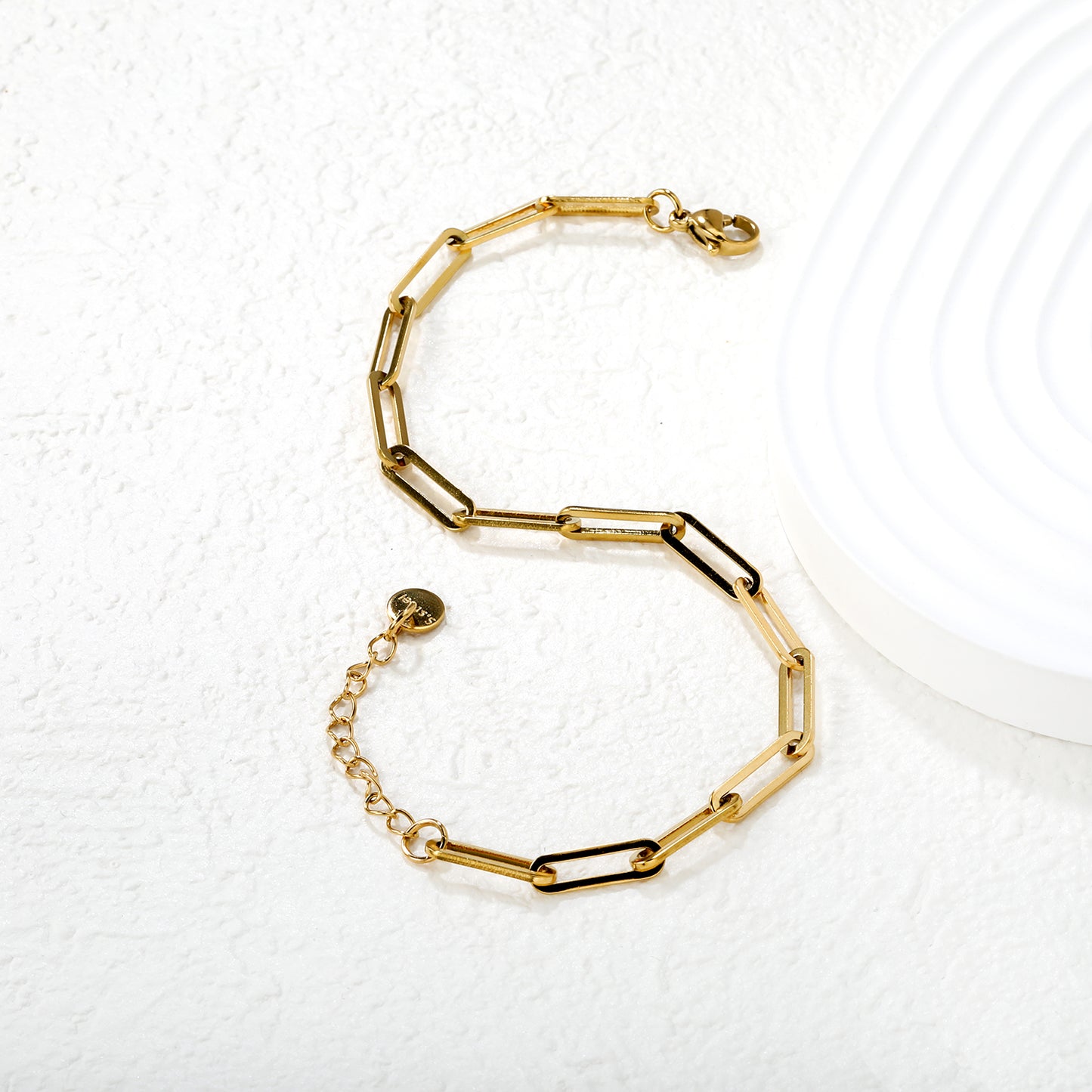 Wholesale 18K Gold Plated Paperclip Link Bracelet Angular Geometry Industrial Minimalist Modern Art