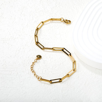 Wholesale 18K Gold Plated Paperclip Link Bracelet Angular Geometry Industrial Minimalist Modern Art