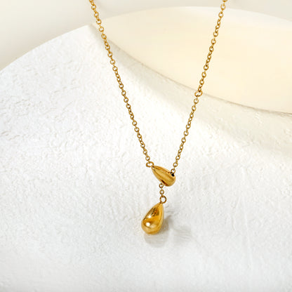 Wholesale 18K Gold Plated Y-Drop Necklace Dual Teardrop Pendant Natural Fluid Minimalist