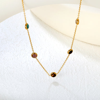 Wholesale 18K Gold Plated Multi-Gemstone Necklace Colorful Bead Accents Festival Luxury