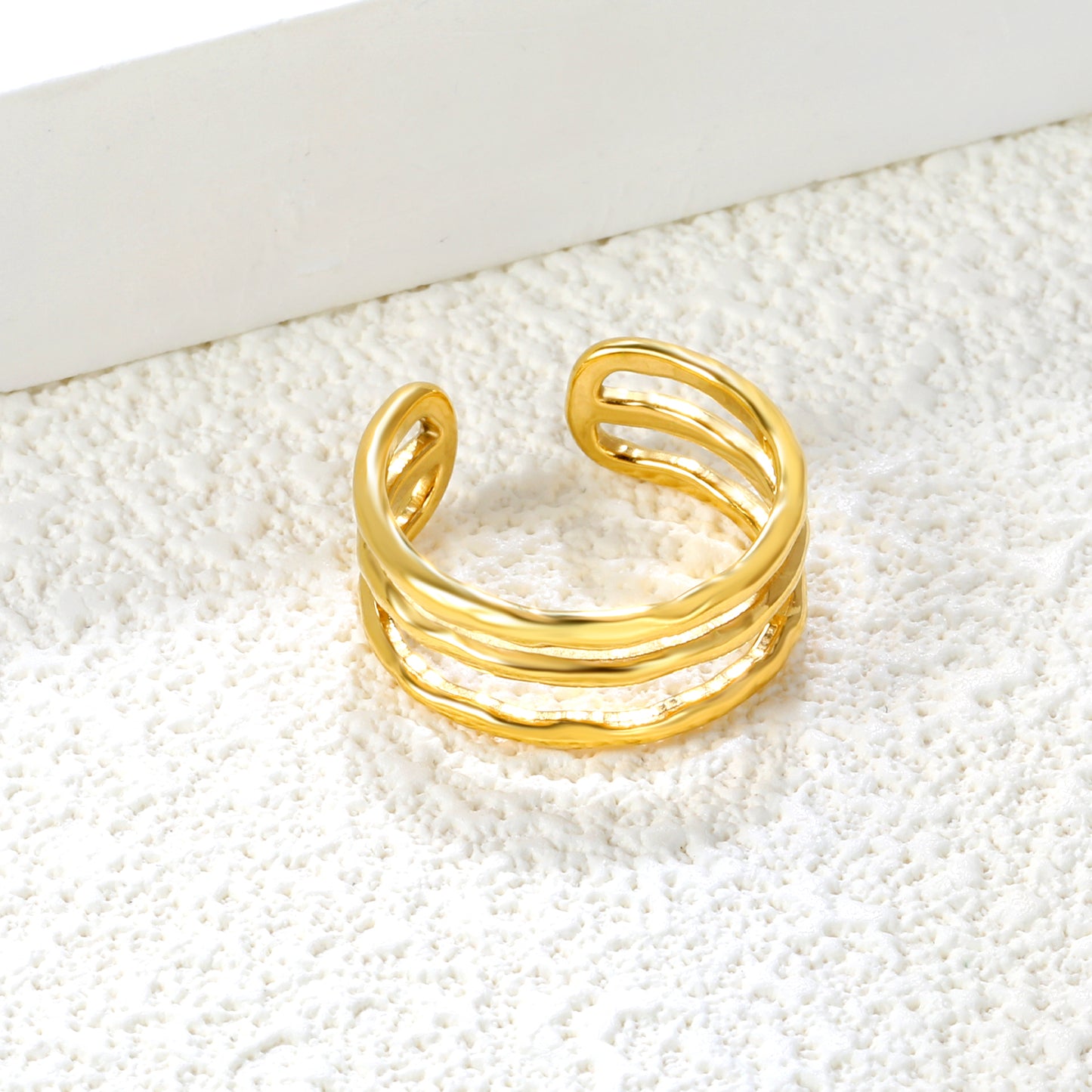 Wholesale Multi-Ring Stacked Open 18K Gold Stainless Steel Ring
