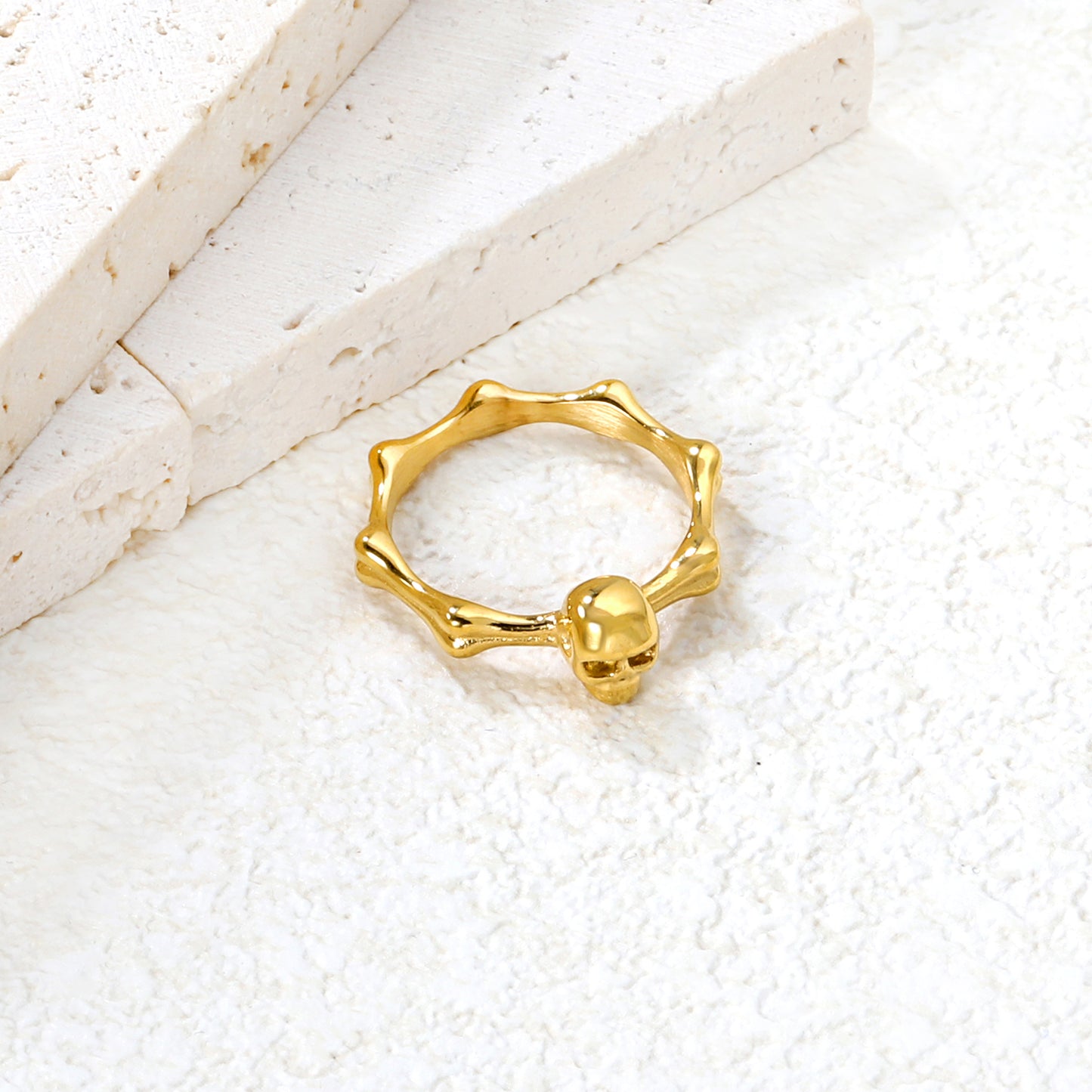 Wholesale 18K Gold Plated Wave Edge Ring Orbital Connector Futuristic Architecture