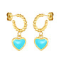 Golden blue oil drop peach heart + semi-circular steel bead stud earrings jewelry supplier
