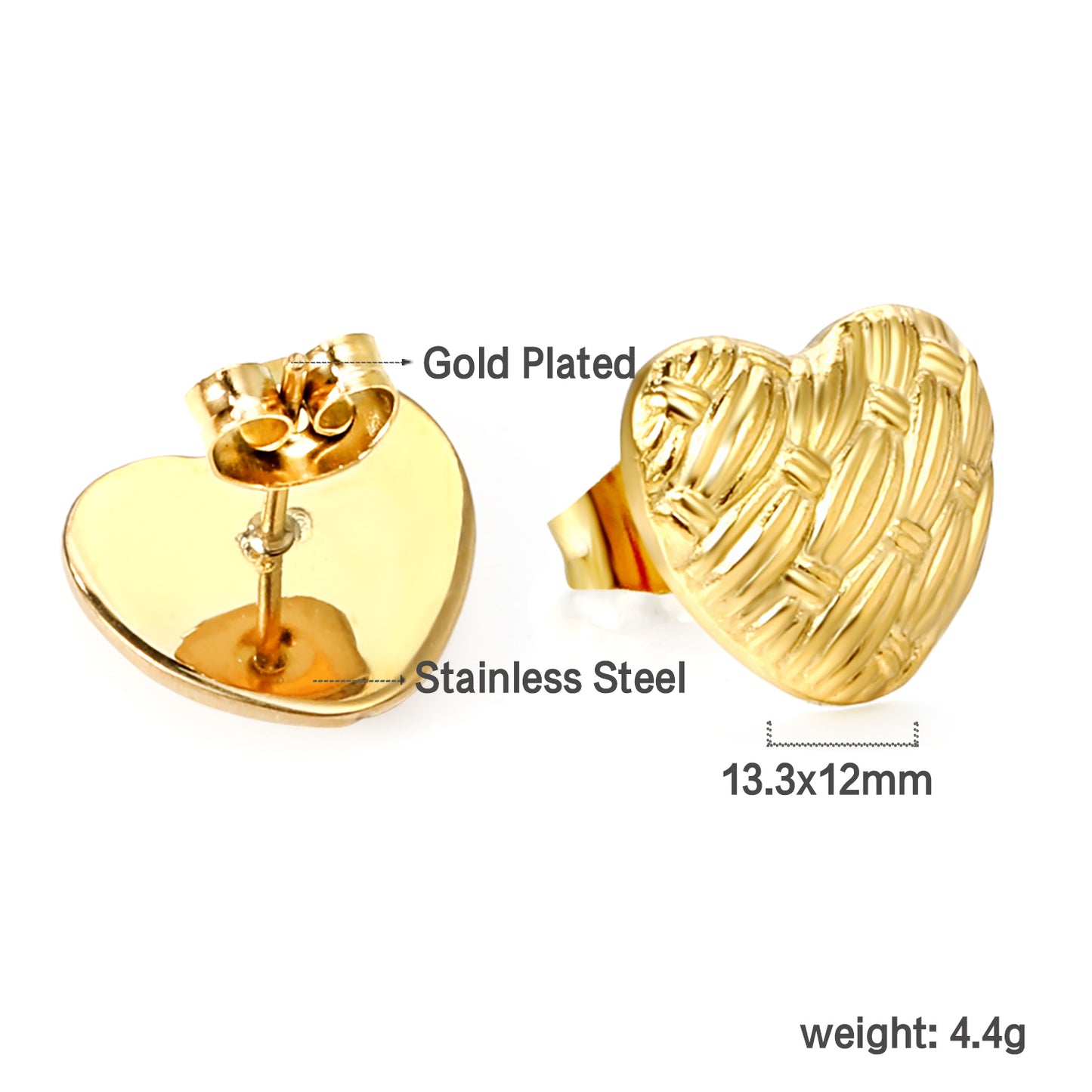Wholesale Stainless Steel Heart with Braided Face Earrings Mystic Vintage