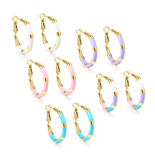 Wholesale Gold - rimmed Drop - oil Colored Hoop Earrings for Fashion Retailers