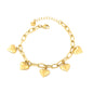 Wholesale 18K Gold Plated Heavy Chain Bracelet Heart Pendant Industrial Vintage Festival Celebration