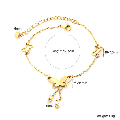 Wholesale 18K Gold Plated Butterfly Anklet with Chain Fringe Adjustable Fit Festival