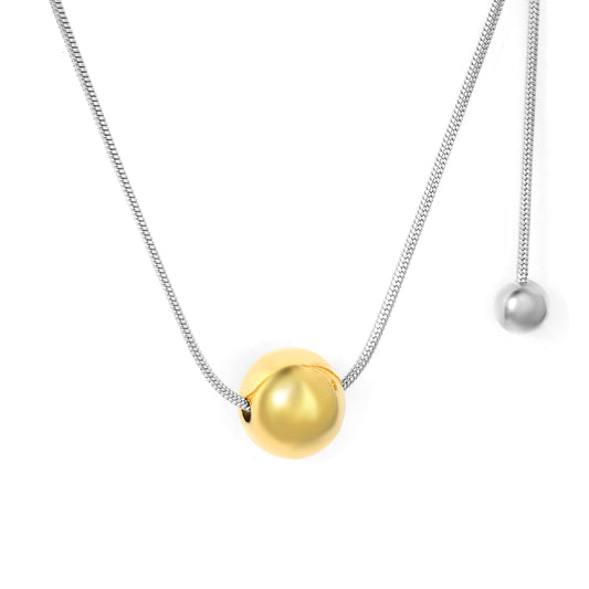 Wholesale Two-Tone Sphere Necklace Gold & Silver Chain Options Graduated Bead Pendant Minimalist Luxury Art