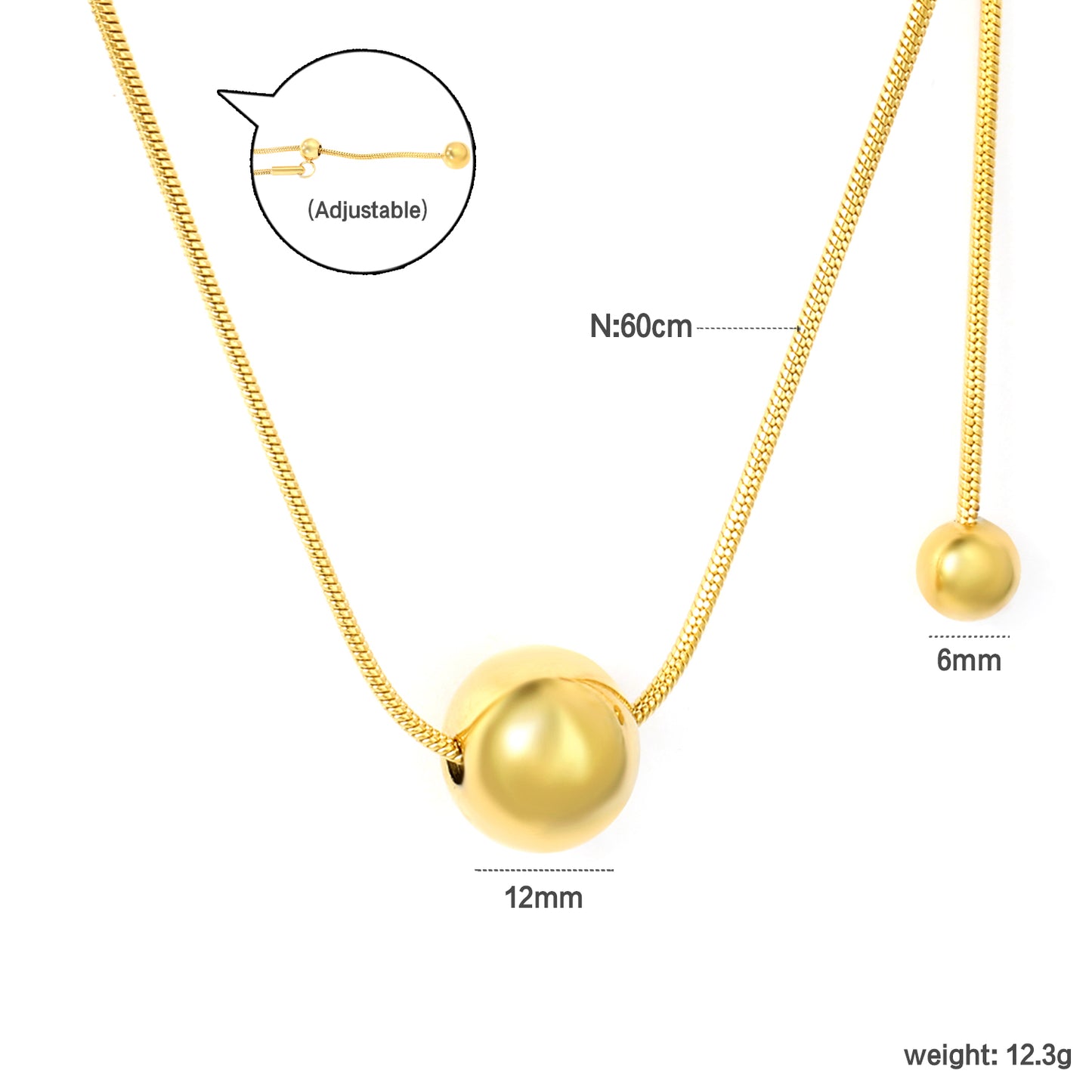 Wholesale Two-Tone Sphere Necklace Gold & Silver Chain Options Graduated Bead Pendant Minimalist Luxury Art