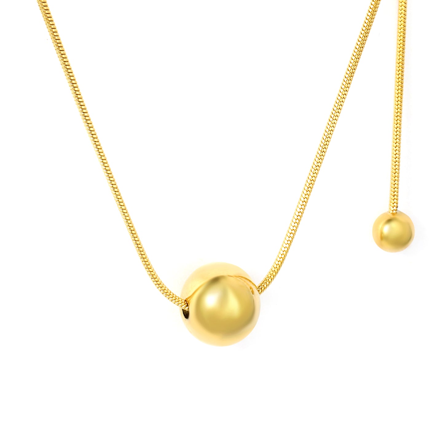 Wholesale Two-Tone Sphere Necklace Gold & Silver Chain Options Graduated Bead Pendant Minimalist Luxury Art
