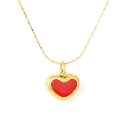 Wholesale 18K Gold Plated Red Enamel Heart Pendant Necklace Vibrant Color Festival Celebration